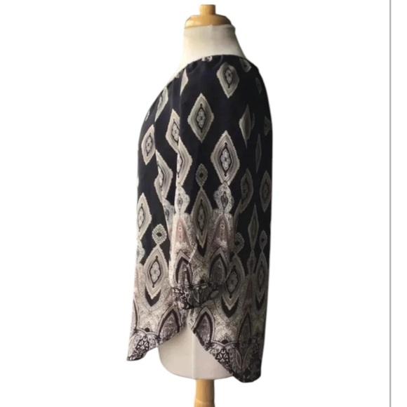 Anthro Fig & Flower button front tunic peasant blouse black paisley Size M - Picture 3 of 9